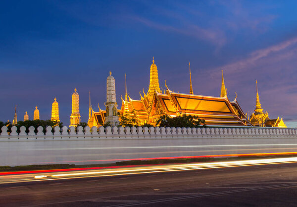 Wat Phra Kaew, Temple of the Emerald Buddha at Twilight Time , Bangkok, Thailand.