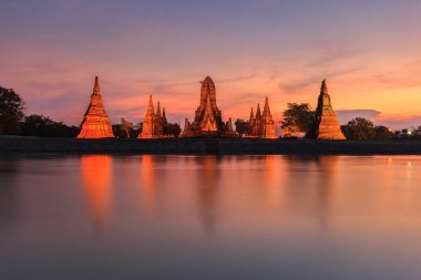 Eski tapınak wat Ayutthaya il Chaiwatthanaram (Ayutthaya Historical Park) Asya Tayland