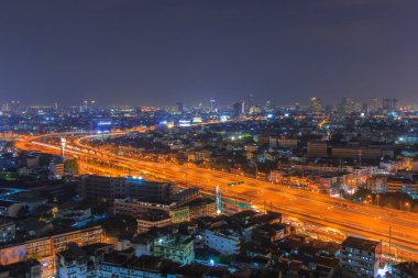 Bangkok Otoyolu ve Otoyol Üst Manzarası, Tayland