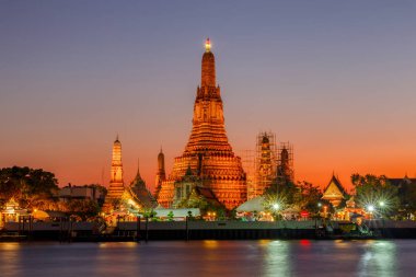 WAT arun Budist Dini yerler twilight saat, bangkok, Tayland