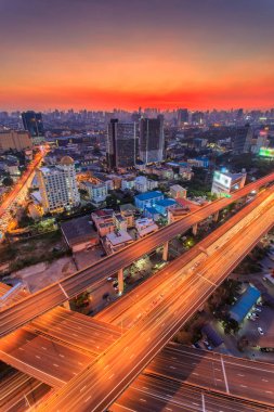 Bangkok Otoyolu ve Otoyol Üst Manzarası, Tayland