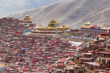 Üstten Görünüm Manastırı Larung gar (Budist Akademisi), Sichuan, Çin