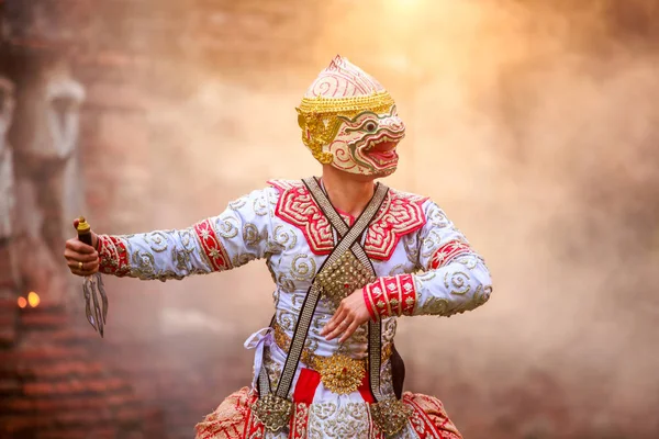 Pandomim (Khon) festival mumlar. Ramayana dans drama Wat Mahaeyong Ayutthaya, Tayland için Tay geleneksel dans.