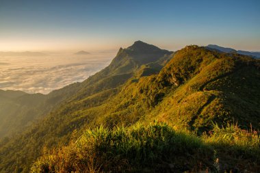 Güzel dağlar manzaraya Doi pha tang Tayland Chiang rai Üstten Görünüm