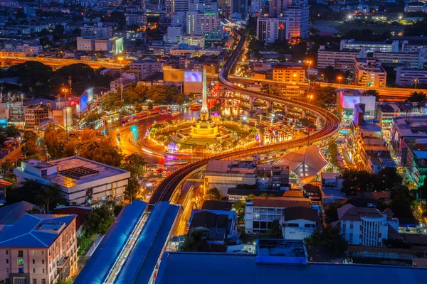 Thailand victory monument and main traffic for road in Bangkok, Thailand