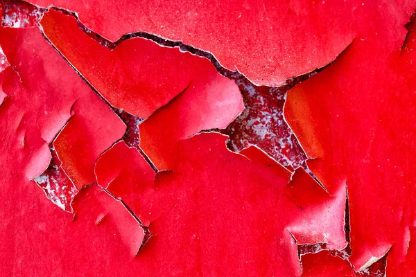 Czerwony kolor ściany z duże pęknięcia, tło i tekstura — Zdjęcie stockowe