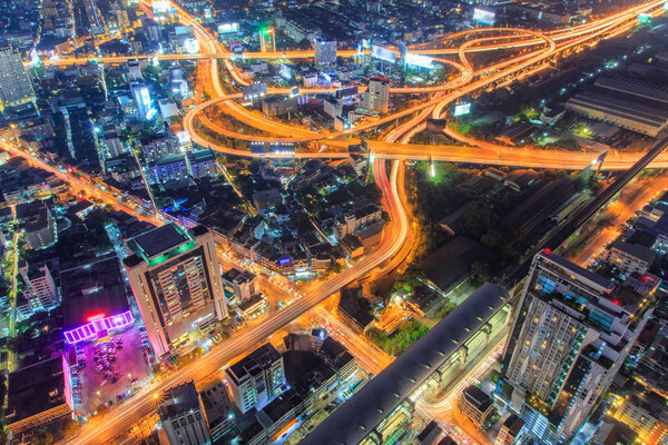 Bangkok at night and expressway view point from Baiyoke Tower