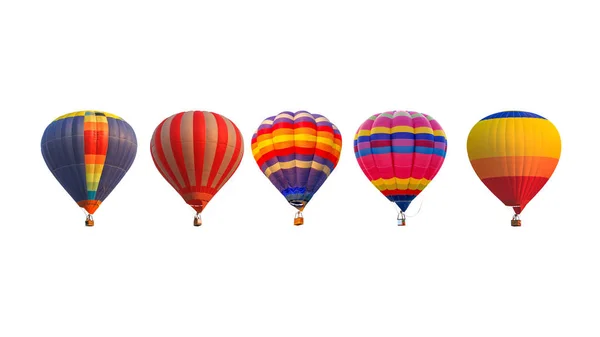 Beyaz arka plan üzerinde izole grup sıcak hava balonları