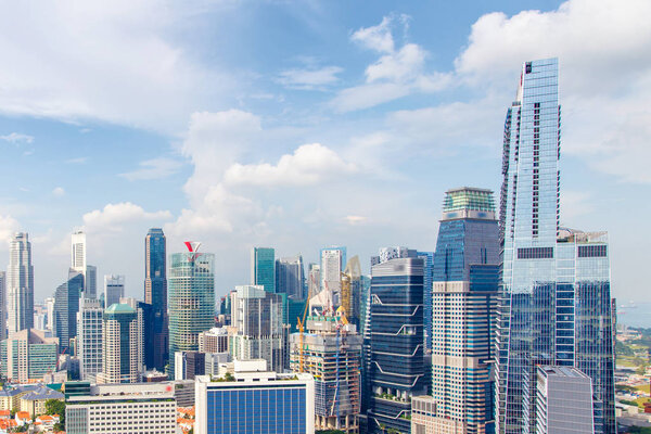 Top views skyline business building and financial district in sunshine day at Singapore City