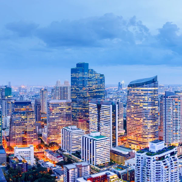 Bangkok financial district, business building and shopping mall center at Southeast Asia