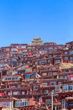 Üstten Görünüm Manastırı Larung gar (Budist Akademisi), Sichuan, Çin