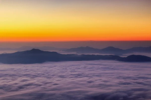 Пейзаж Туманом Горе Пха Тун Восходе Солнца Провинция Чианг Рай — стоковое фото