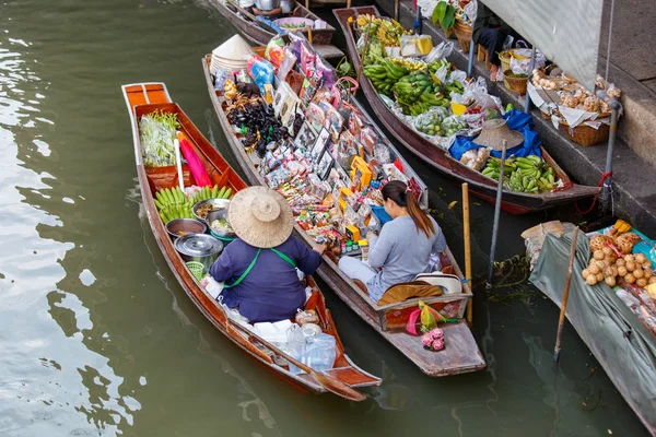 Damnoen Saduak Plovoucí Trh Městě Ratchaburi Poblíž Bangkok Thajsko — Stock fotografie