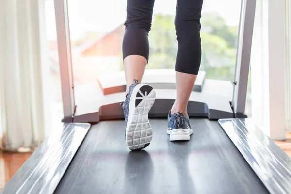 Close Leg Sport Shoes Asian Women Exercise Active Gym — Stock Photo, Image