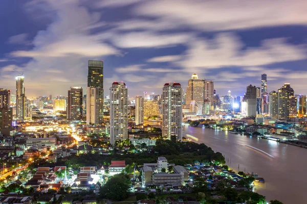 Авіаційний Вид Місто Бангкок Нічний Час Хмарочоси Центрі Міста Бангкок — стокове фото
