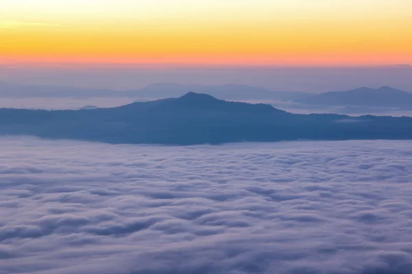 Пейзаж с туманом на горе Пха Тунг — стоковое фото