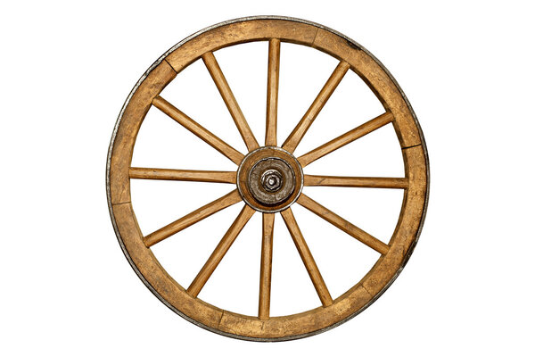 brown old wooden wheel