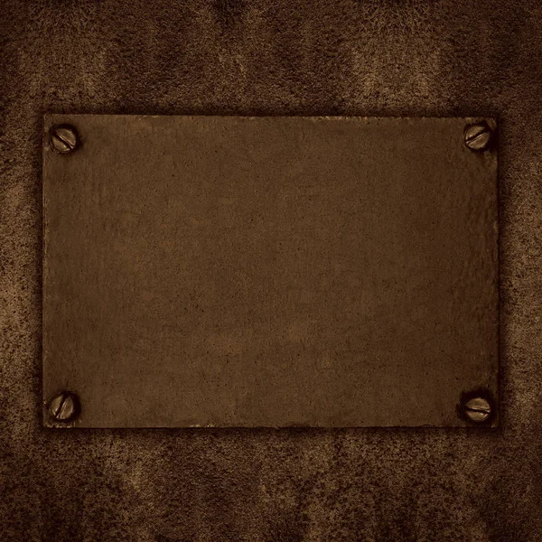 Placa de acero marrón con tornillos —  Fotos de Stock