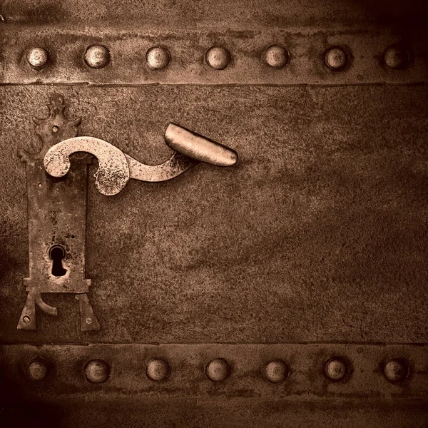 Vintage lock with handle and keyhole — Stock Photo, Image