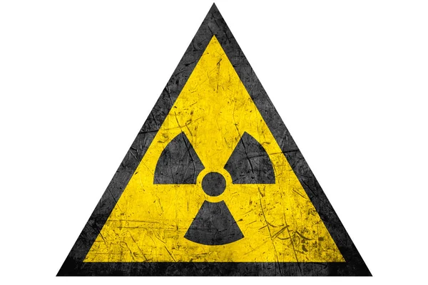 Signe radioactif noir en riangle jaune — Photo