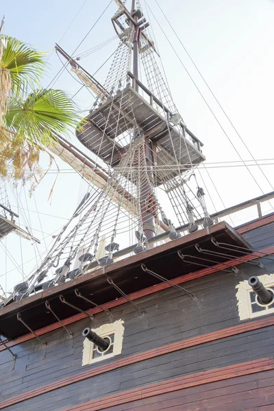 Cannons and mast of a warship — Stockfoto