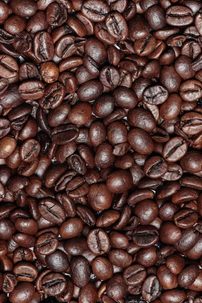 Pozadí Kávovými Zrny Bez Kofeinu Vertikálním Pohledu — Stock fotografie