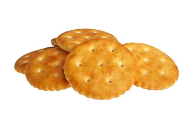 Beyaz arkaplanda izole edilmiş kraker kurabiyeleri