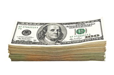 Beyaz arka planda 100 dolarlık banknotlar