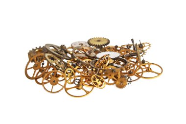 Beyaz zemin üzerine altın saat dişli