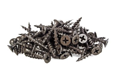 Beyaz arka planda siyah vidalar