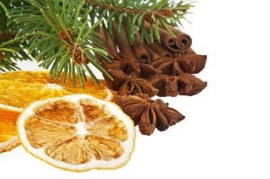 Beyaz arka planda izole edilmiş Noel dekorasyonu