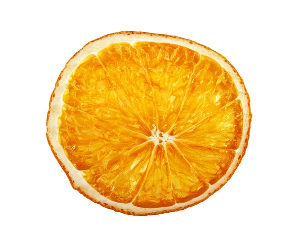 Getrocknete Orangenscheibe auf weißem Hintergrund — Stockfoto
