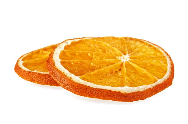 Rodajas de naranja secas aisladas sobre fondo blanco — Foto de Stock