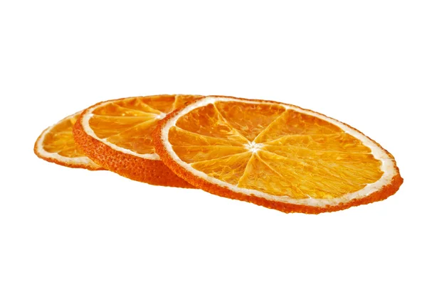 Fatias de laranja secas isoladas no fundo branco — Fotografia de Stock