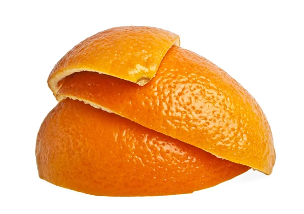 Peeling d'une orange sur fond blanc — Photo