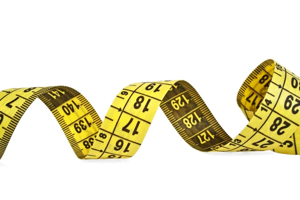 Yellow measuring tape isolated on white background — Stock Photo, Image
