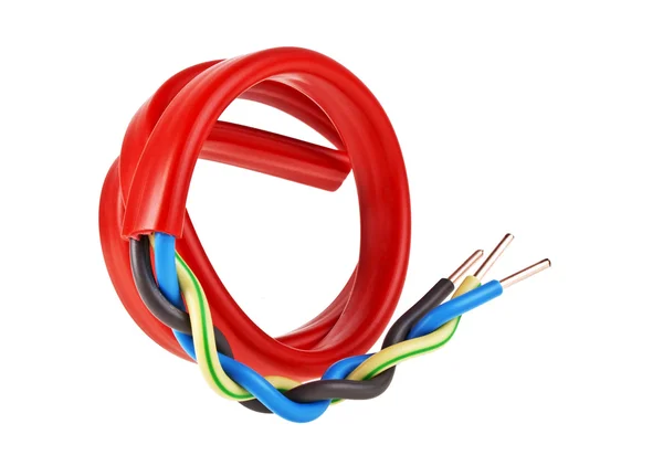 Detail elektrický kabel na bílém pozadí — Stock fotografie