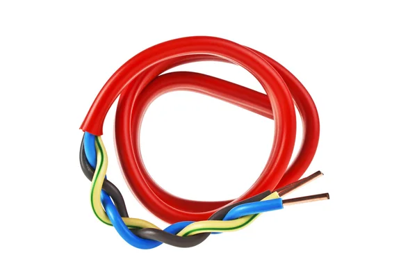 Detail elektrický kabel na bílém pozadí — Stock fotografie
