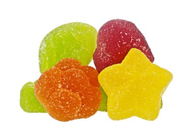 Beyaz bir arka plan üzerinde renkli marmelat