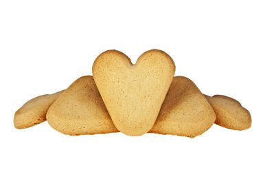 Beyaz arka planda kalp şeklinde çerezler