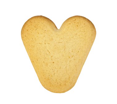 Beyaz zemin üzerinde bir kalp şeklinde kurabiye