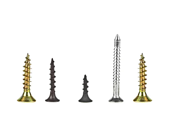 Various screws on a white background — Stock Photo, Image