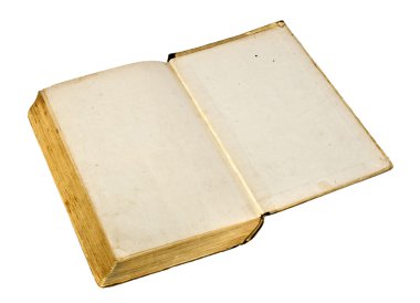 Beyaz arkaplanda izole edilmiş eski kitabı aç