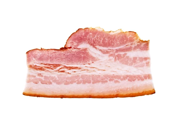 Bacon de porc frais tranché isolé sur fond blanc — Photo