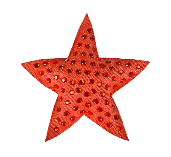 Roter Stern mit Strass auf weißem Hintergrund — Stockfoto