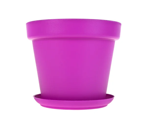 白地にピンクのプラスチック植木鉢 — ストック写真