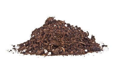 Beyaz arka plan üzerinde izole toprak humus yığın yığını