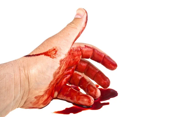 Hand in blood on a white background — Stock Photo, Image