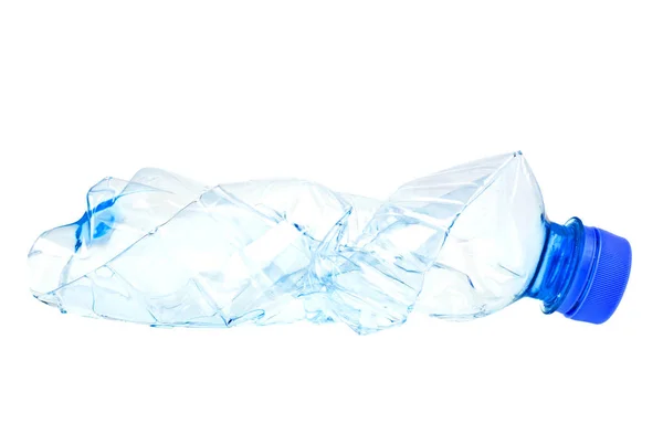 Frasco de plástico usado em um fundo branco — Fotografia de Stock