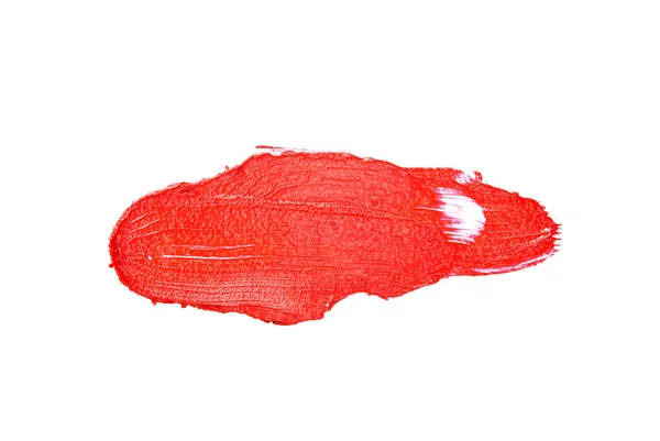 Červená barva rtěnky tah na bílém pozadí — Stock fotografie